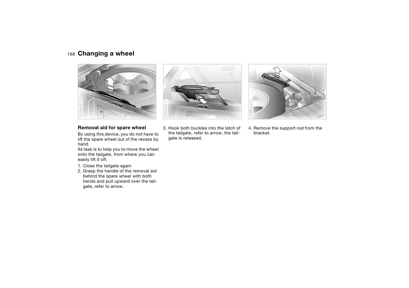 Changing a wheel | BMW X5 3.0i SAV 2006 User Manual | Page 168 / 202