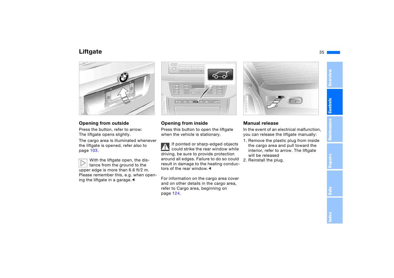 Liftgate | BMW X5 3.0i SAV 2006 User Manual | Page 35 / 202