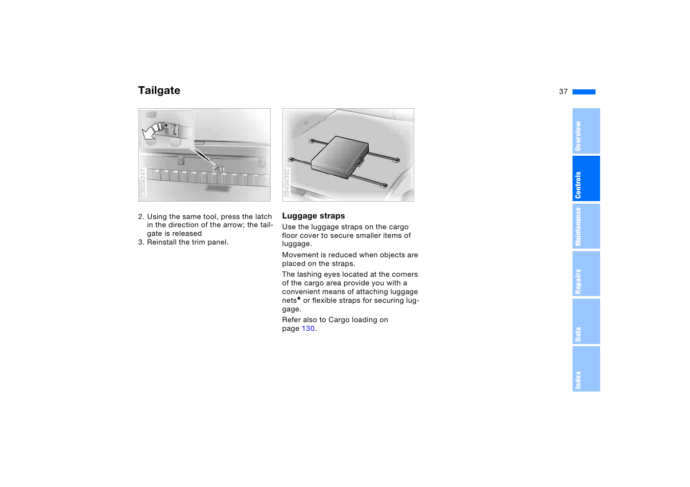 Tailgate | BMW X5 3.0i SAV 2006 User Manual | Page 37 / 202