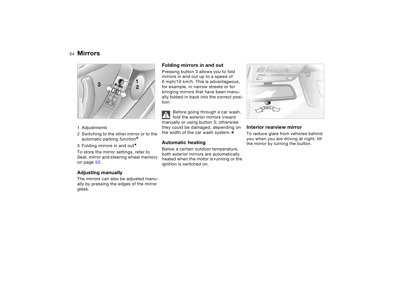 Mirrors | BMW X5 3.0i SAV 2006 User Manual | Page 54 / 202