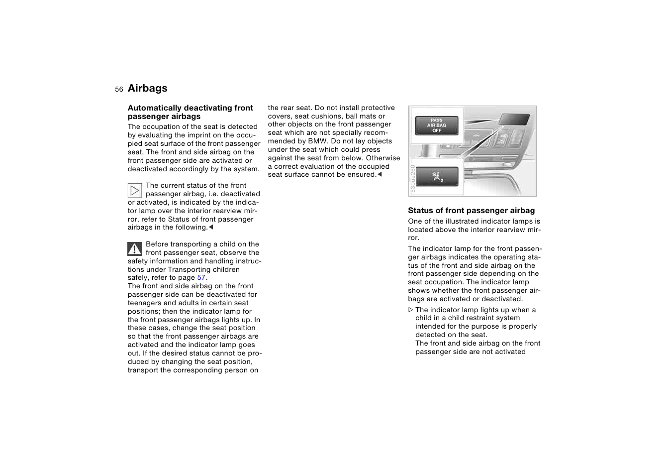 Airbags | BMW X5 3.0i SAV 2006 User Manual | Page 56 / 202