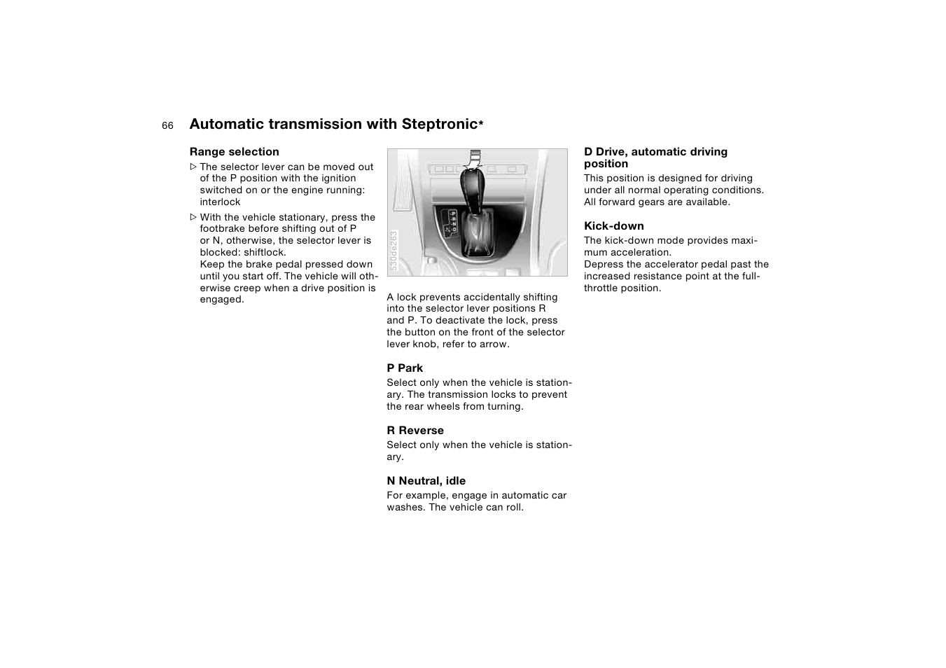 Automatic transmission with steptronic | BMW X5 3.0i SAV 2006 User Manual | Page 66 / 202