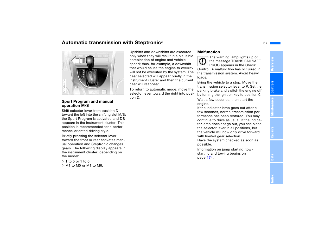 Automatic transmission with steptronic | BMW X5 3.0i SAV 2006 User Manual | Page 67 / 202