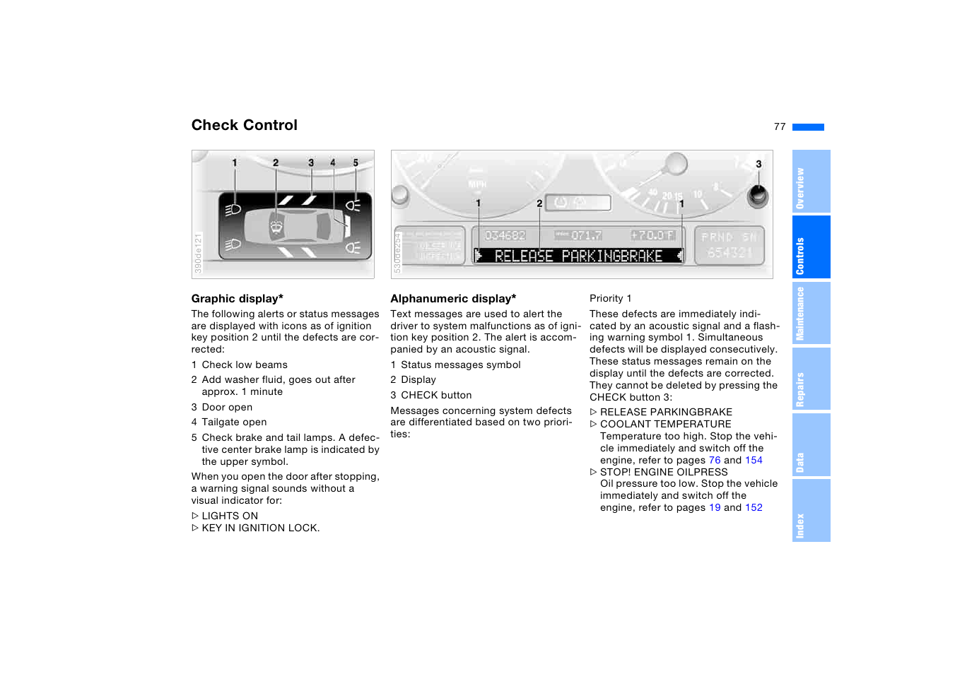 Check control | BMW X5 3.0i SAV 2006 User Manual | Page 77 / 202