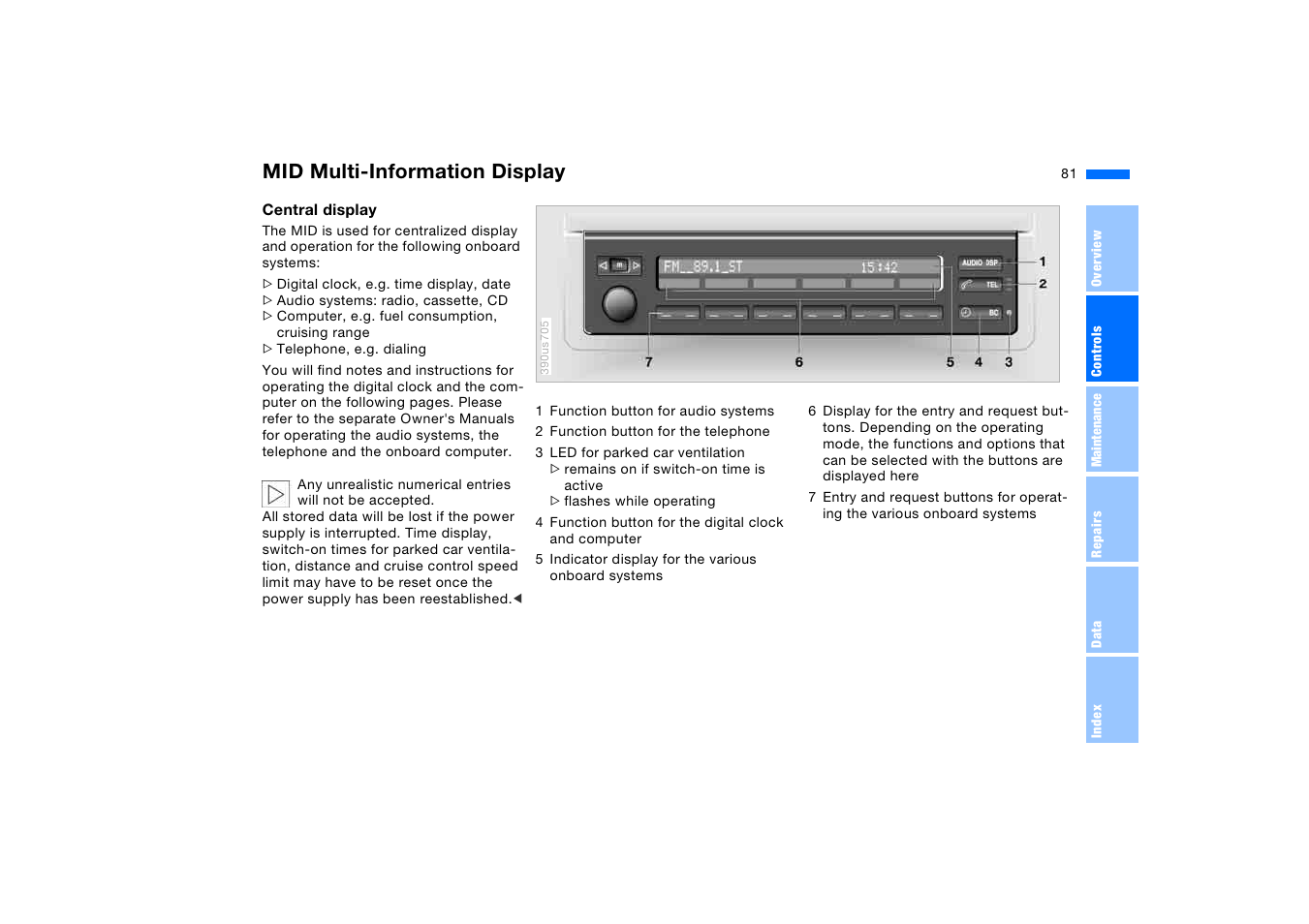 Mid multi-information display, Mid multi-information, Display | BMW X5 3.0i SAV 2006 User Manual | Page 81 / 202