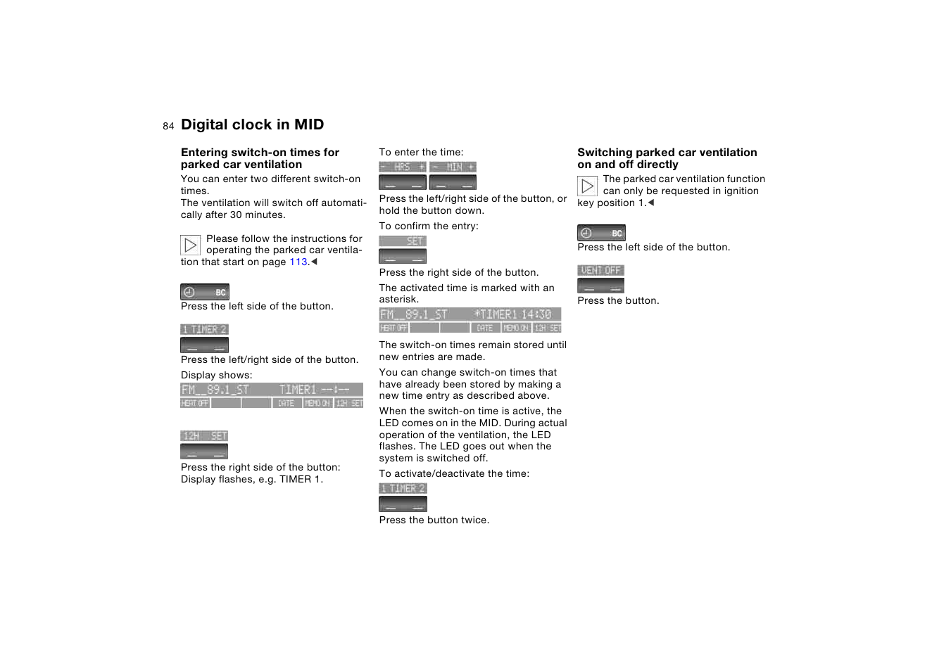 Digital clock in mid | BMW X5 3.0i SAV 2006 User Manual | Page 84 / 202