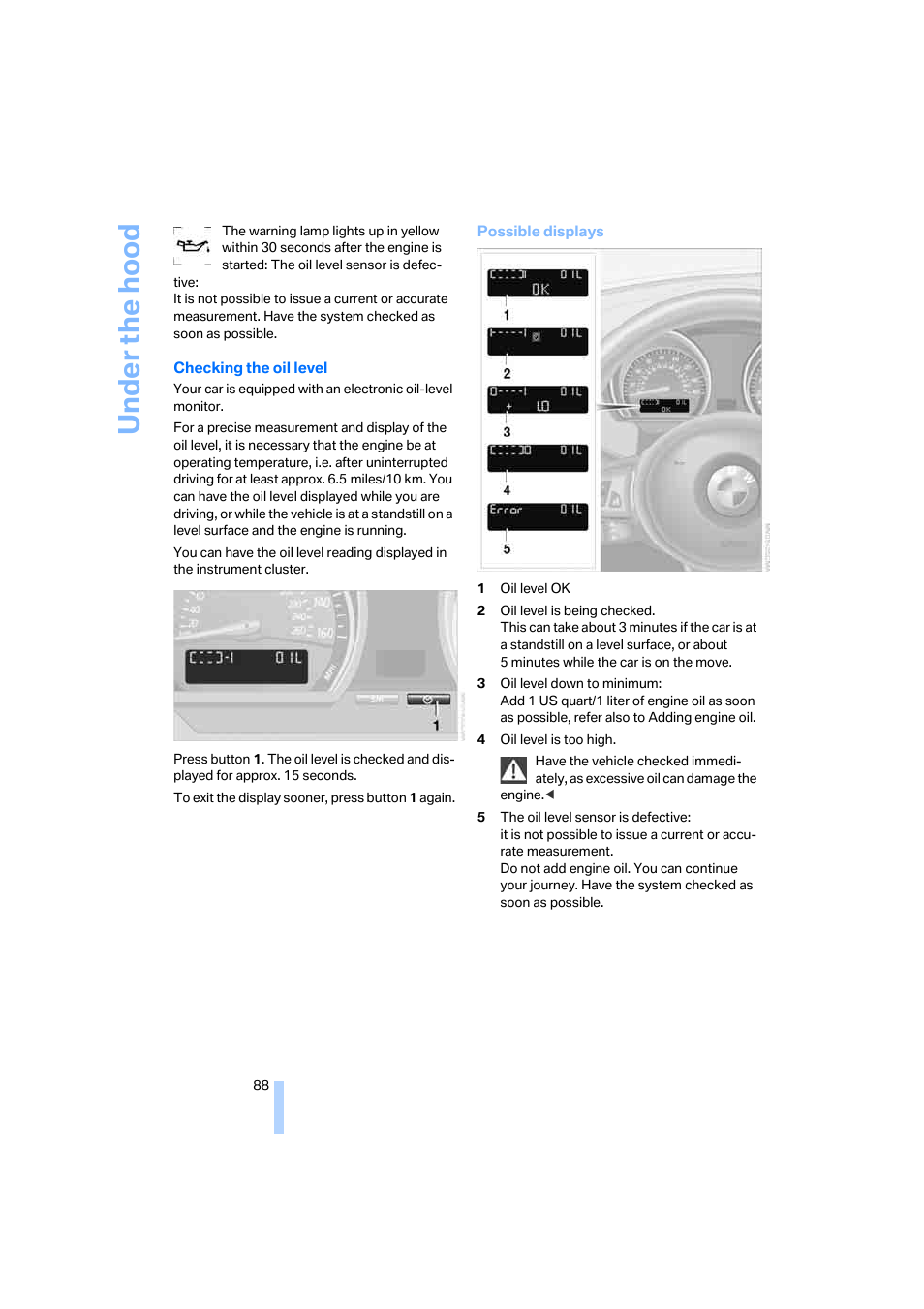 Under the ho od | BMW Z4 Coupe 2006 User Manual | Page 90 / 128