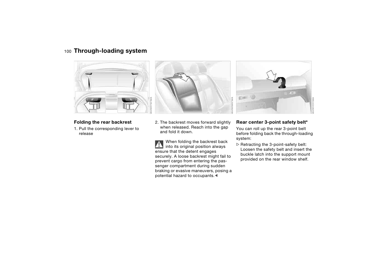 Loading and transporting, Through-loading system | BMW M3 Coupe 2006 User Manual | Page 100 / 170