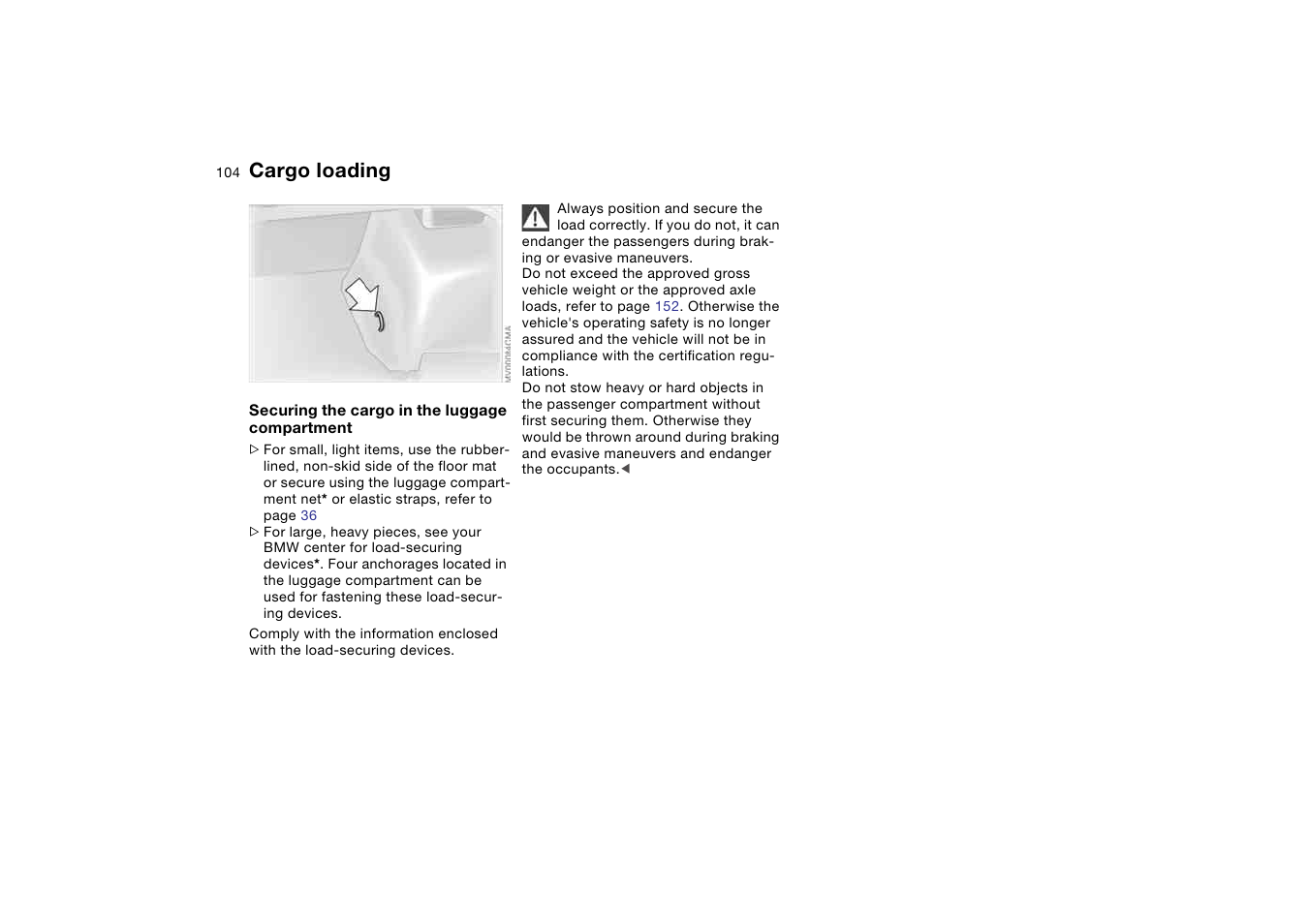 Cargo loading | BMW M3 Coupe 2006 User Manual | Page 104 / 170