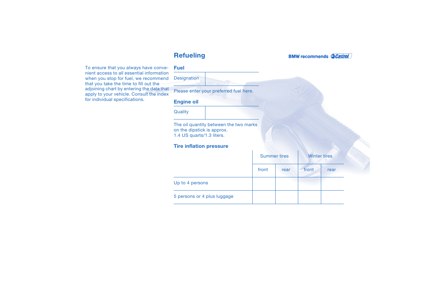 Refueling | BMW M3 Coupe 2006 User Manual | Page 169 / 170