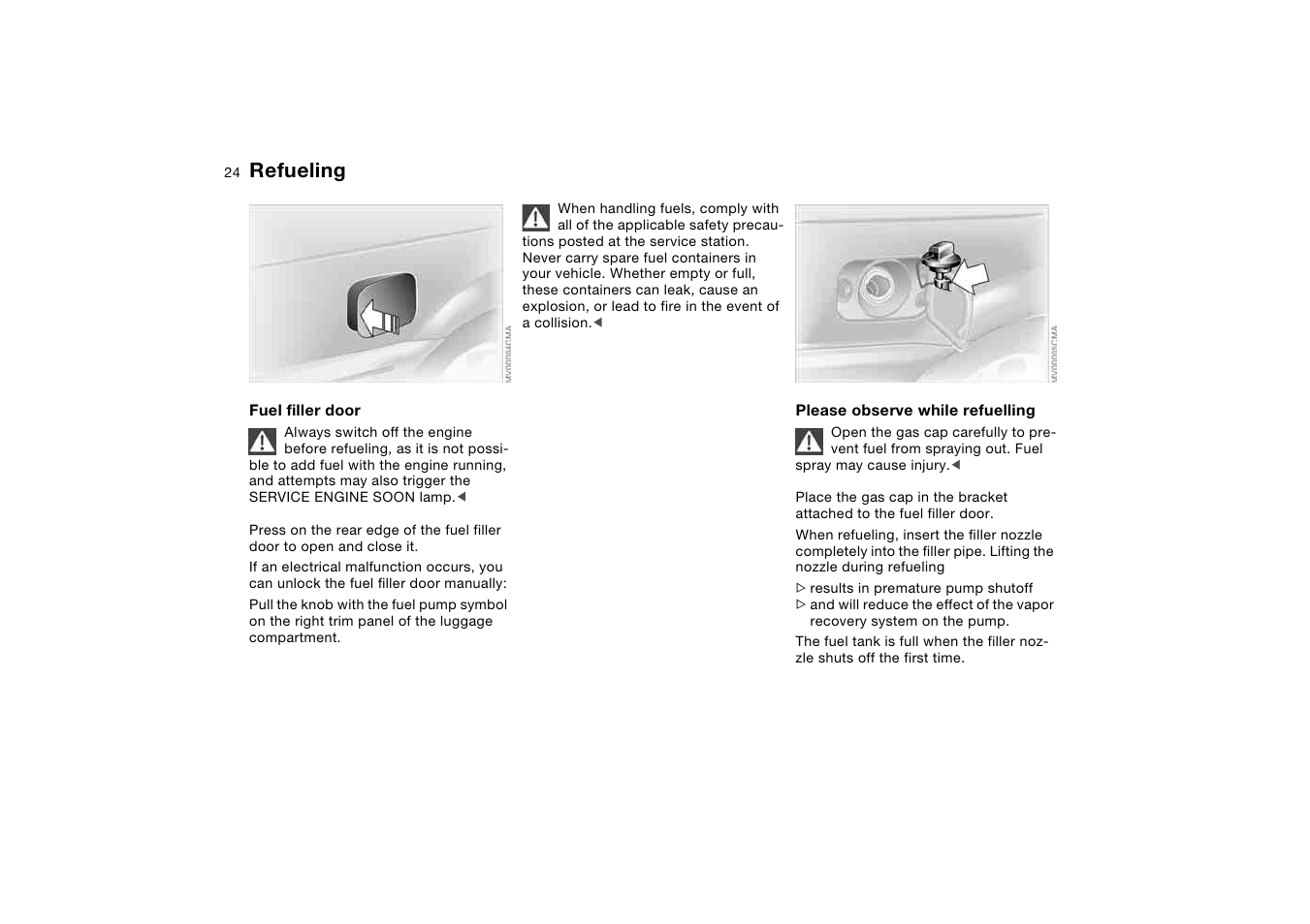 Refueling | BMW M3 Coupe 2006 User Manual | Page 24 / 170