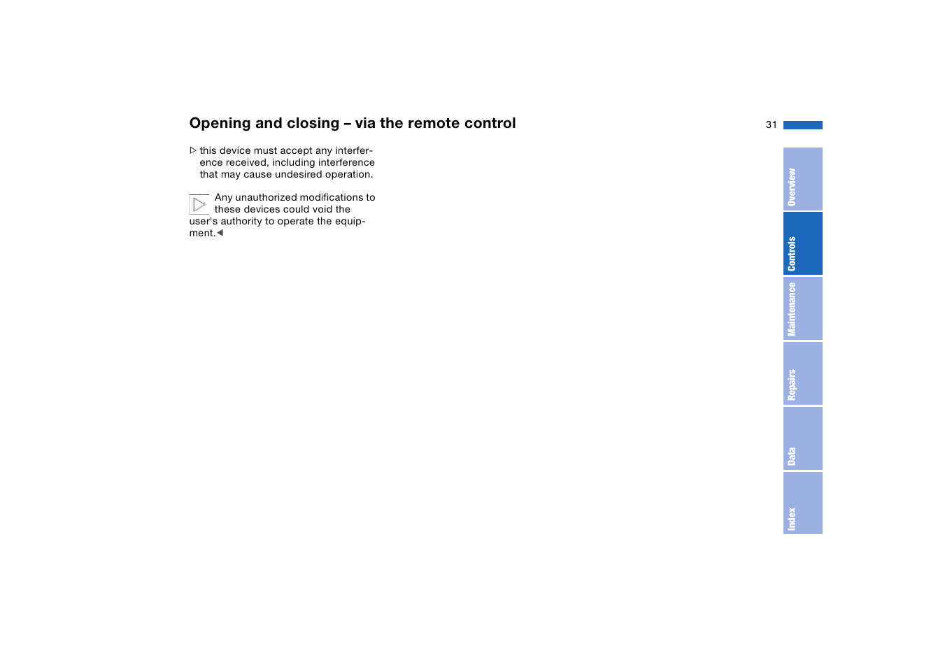 Opening and closing – via the remote control | BMW M3 Coupe 2006 User Manual | Page 31 / 170