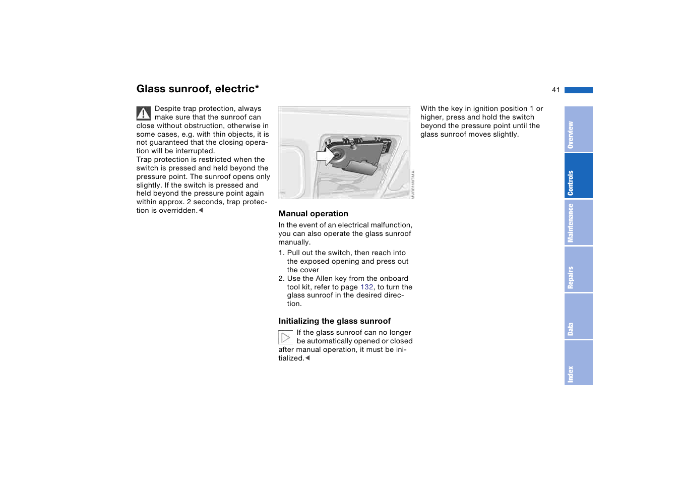 Glass sunroof, electric | BMW M3 Coupe 2006 User Manual | Page 41 / 170