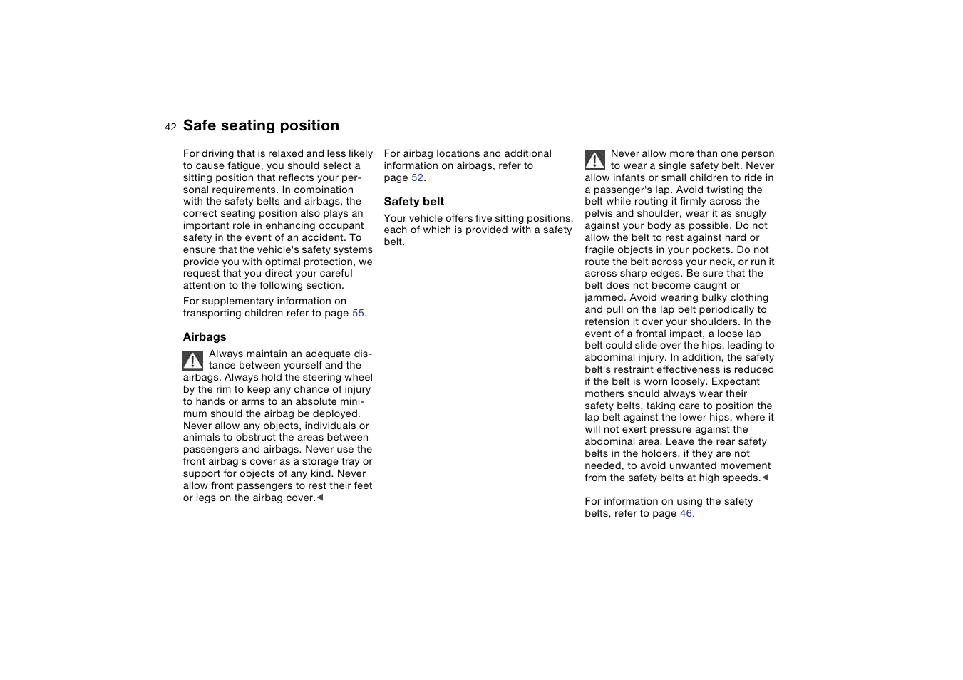To adjust, Safe seating position | BMW M3 Coupe 2006 User Manual | Page 42 / 170