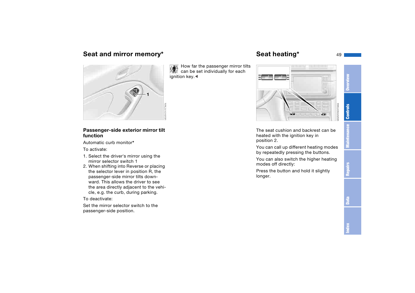 Seat heating | BMW M3 Coupe 2006 User Manual | Page 49 / 170