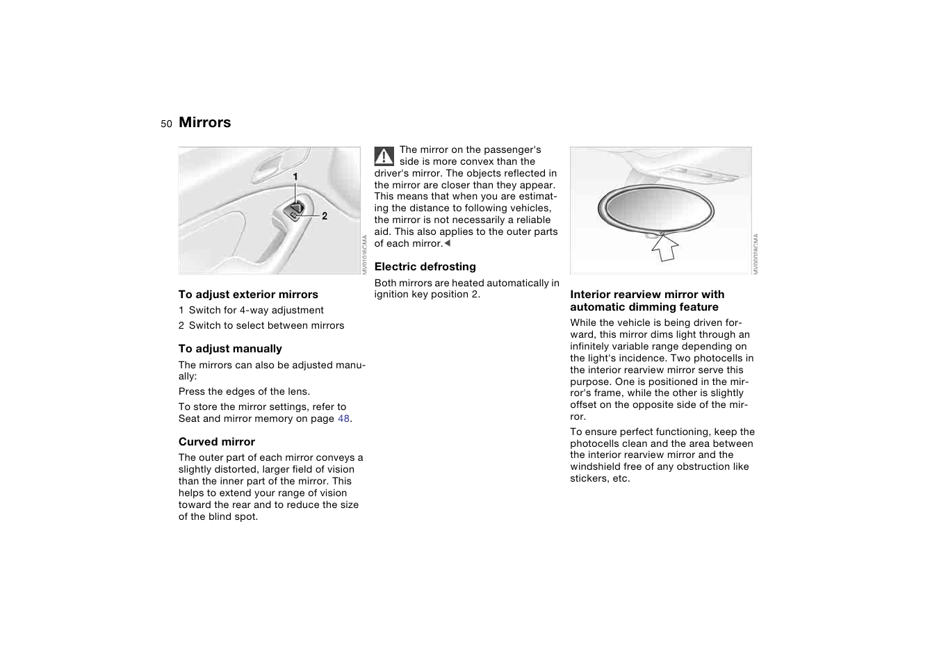 Mirrors | BMW M3 Coupe 2006 User Manual | Page 50 / 170