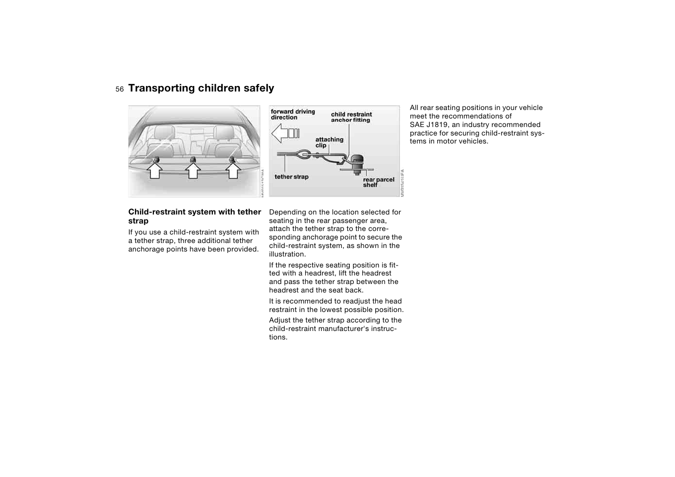 Transporting children safely | BMW M3 Coupe 2006 User Manual | Page 56 / 170