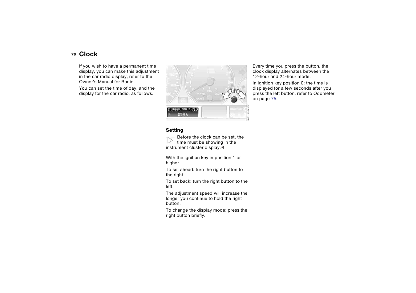 Clock | BMW M3 Coupe 2006 User Manual | Page 78 / 170