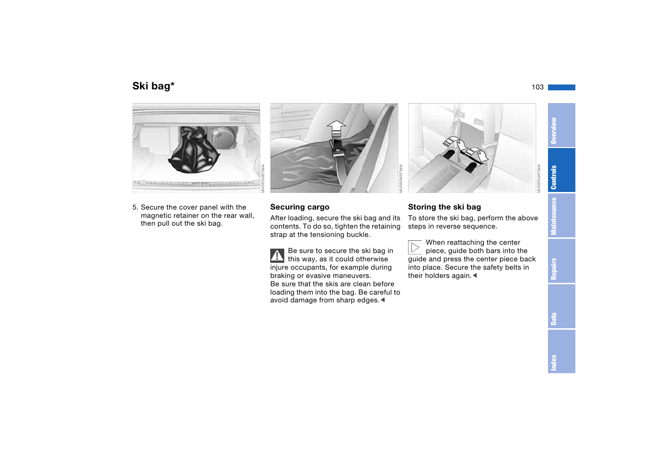 Ski bag | BMW M3 Convertible 2006 User Manual | Page 103 / 174