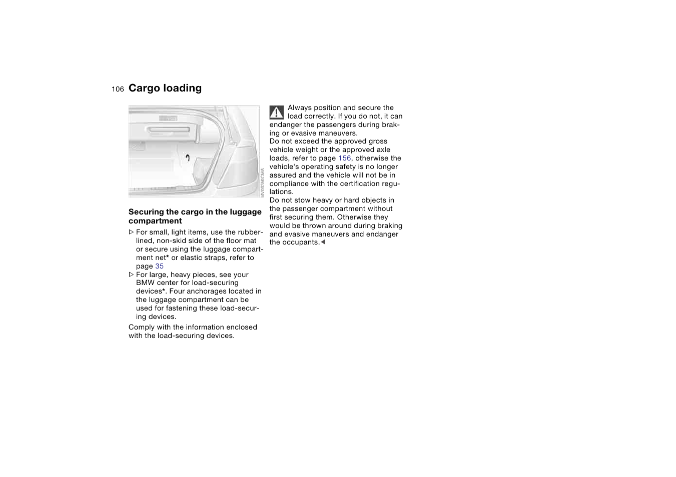 Cargo loading | BMW M3 Convertible 2006 User Manual | Page 106 / 174