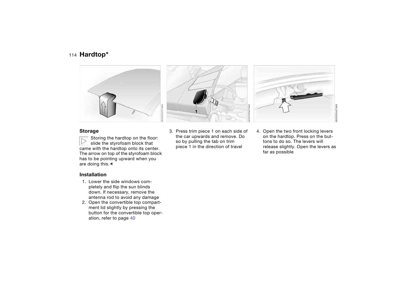 Hardtop | BMW M3 Convertible 2006 User Manual | Page 114 / 174