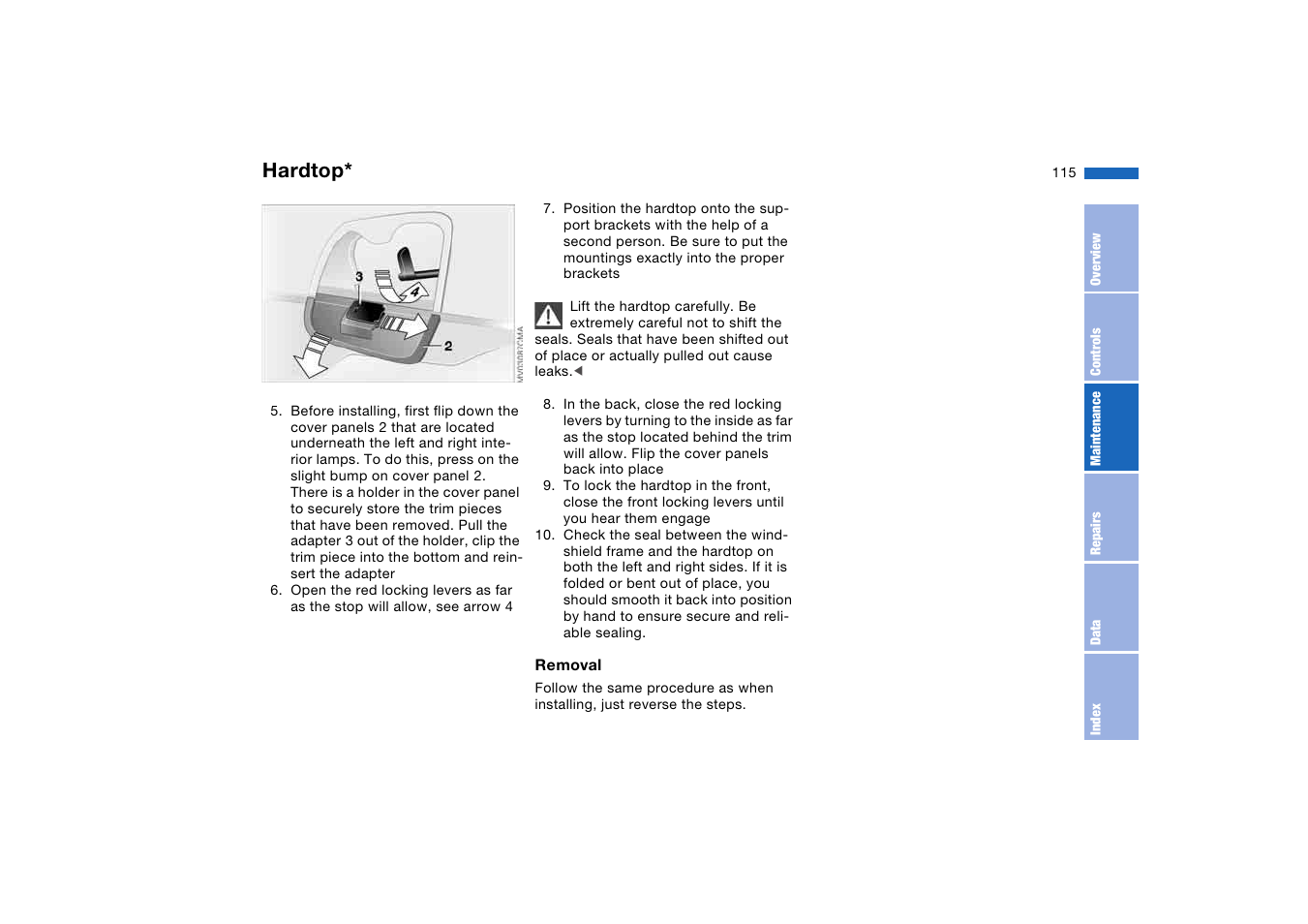 Hardtop | BMW M3 Convertible 2006 User Manual | Page 115 / 174