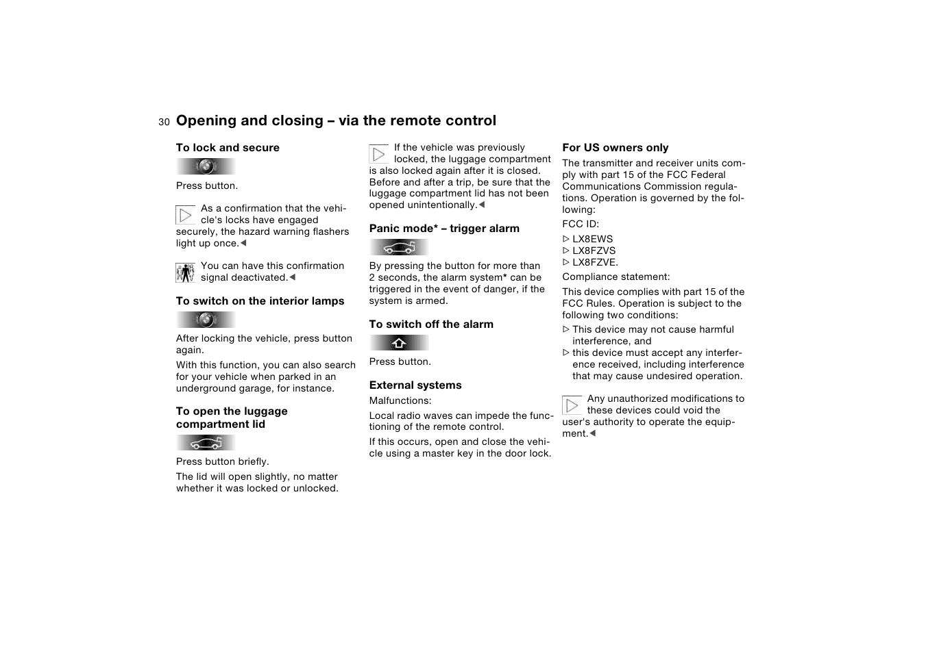 Opening and closing – via the remote control | BMW M3 Convertible 2006 User Manual | Page 30 / 174