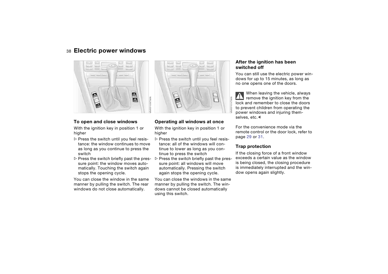 Electric power windows | BMW M3 Convertible 2006 User Manual | Page 38 / 174