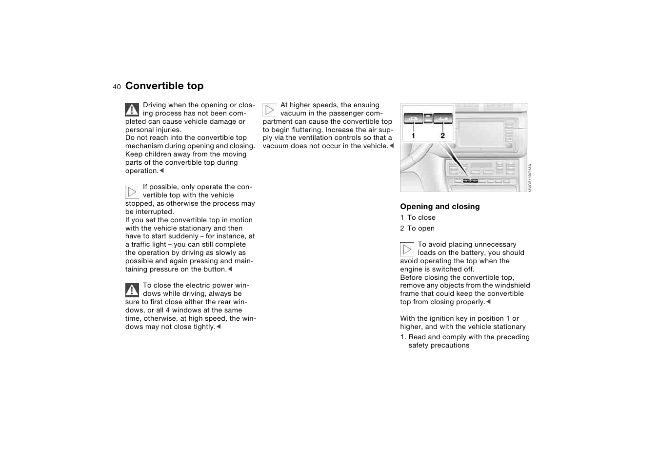 Convertible top | BMW M3 Convertible 2006 User Manual | Page 40 / 174