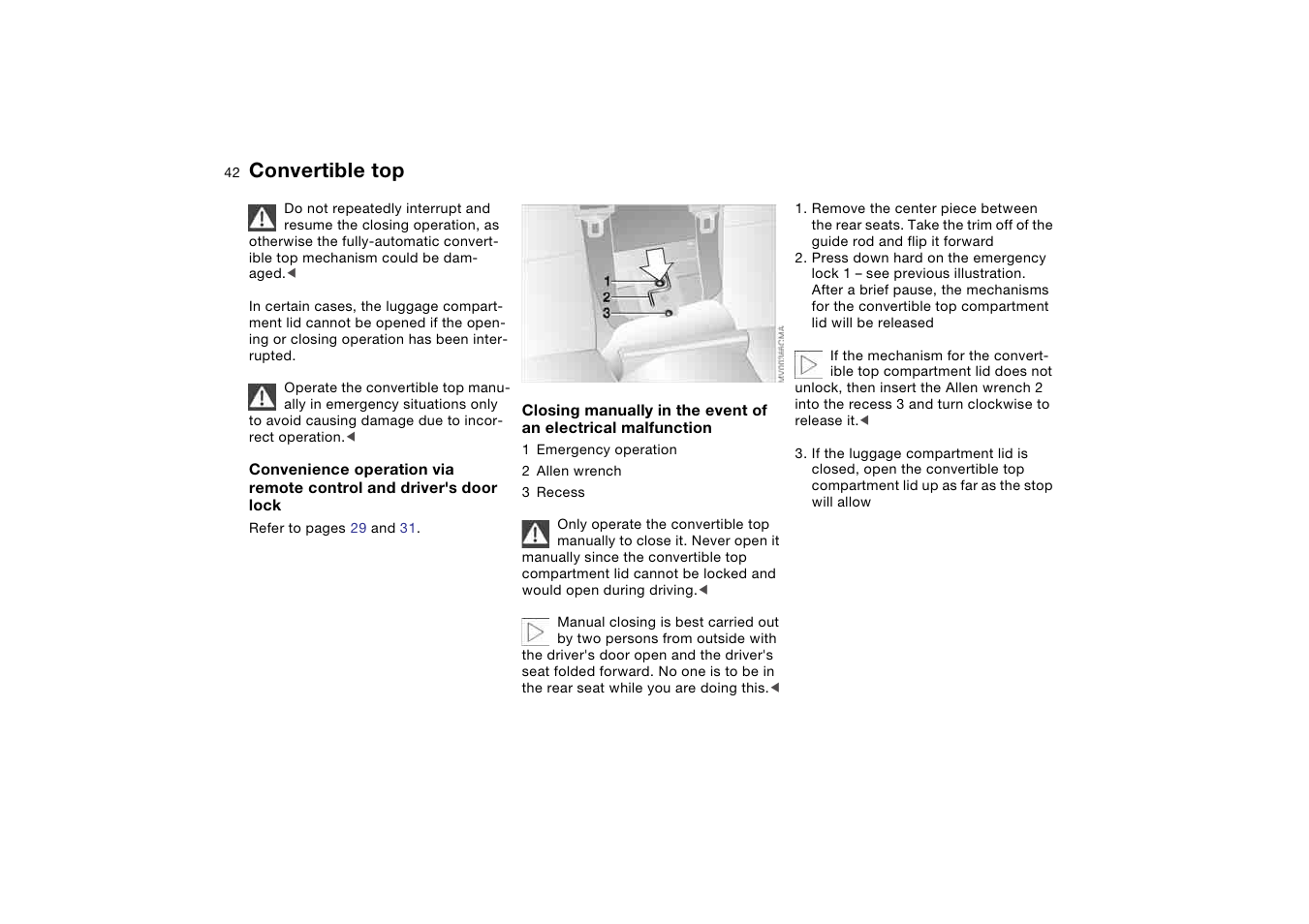 Convertible top | BMW M3 Convertible 2006 User Manual | Page 42 / 174