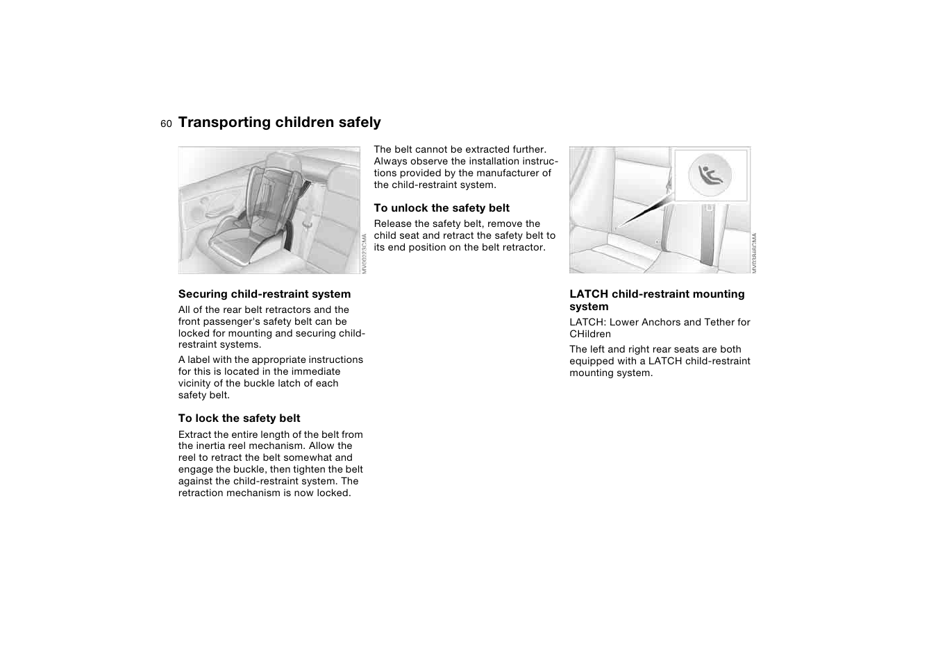 Transporting children safely | BMW M3 Convertible 2006 User Manual | Page 60 / 174