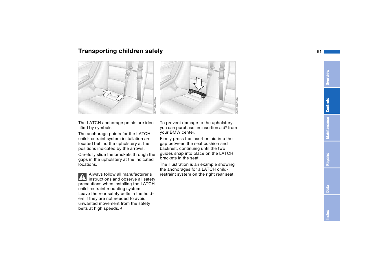 Transporting children safely | BMW M3 Convertible 2006 User Manual | Page 61 / 174