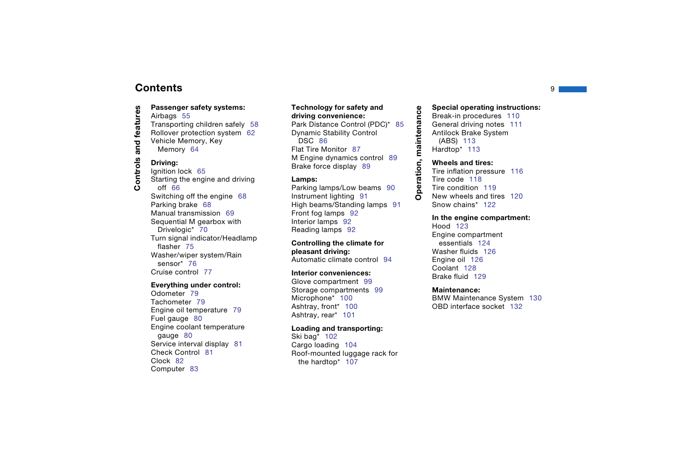 BMW M3 Convertible 2006 User Manual | Page 9 / 174