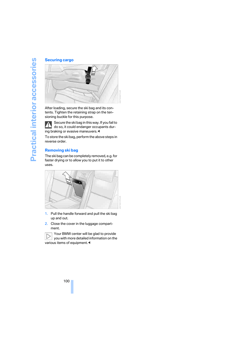 Practical interi or acc ess orie s | BMW M5 Sedan 2006 User Manual | Page 102 / 231