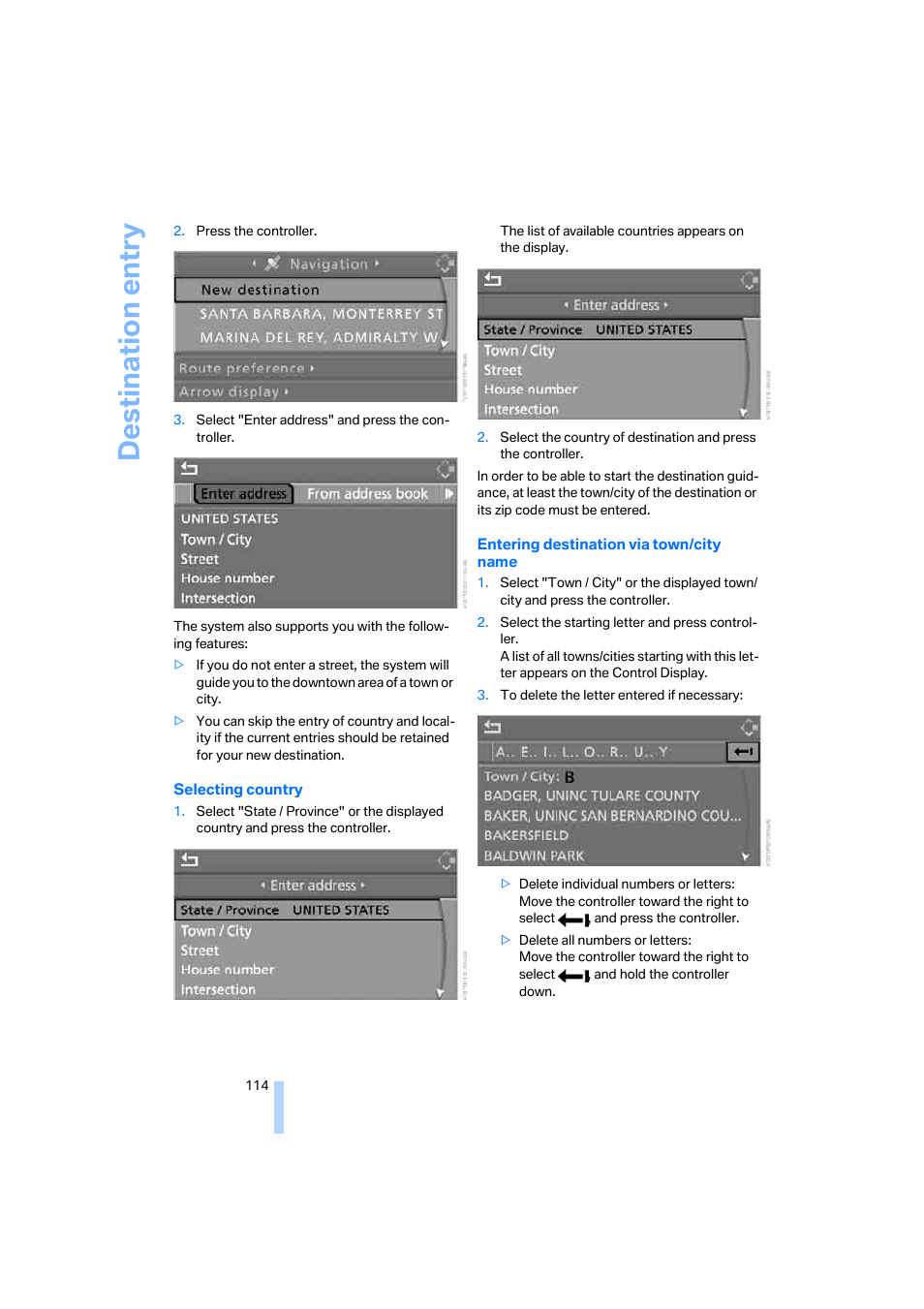 Destination entry | BMW M5 Sedan 2006 User Manual | Page 116 / 231