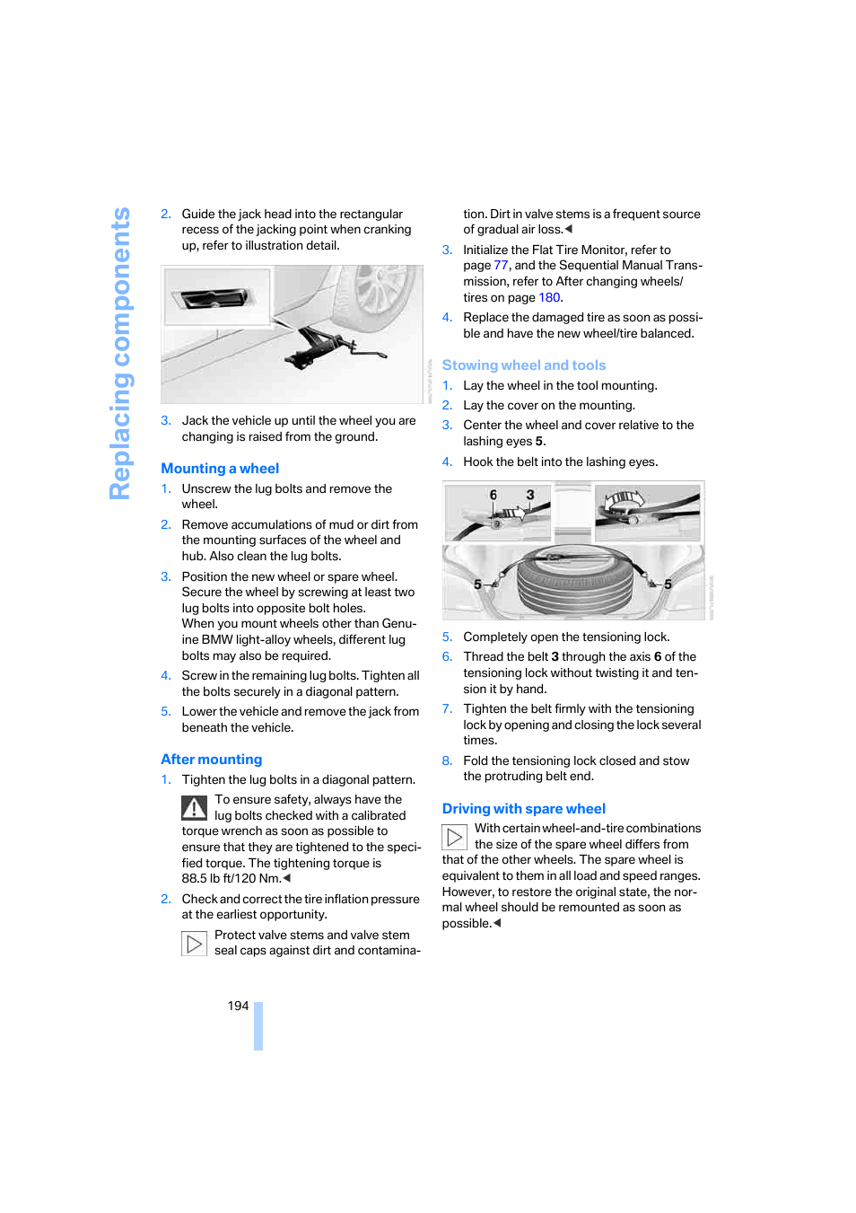 Replacing components | BMW M5 Sedan 2006 User Manual | Page 196 / 231