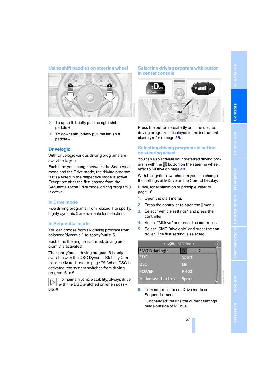 Ddles | BMW M5 Sedan 2006 User Manual | Page 59 / 231