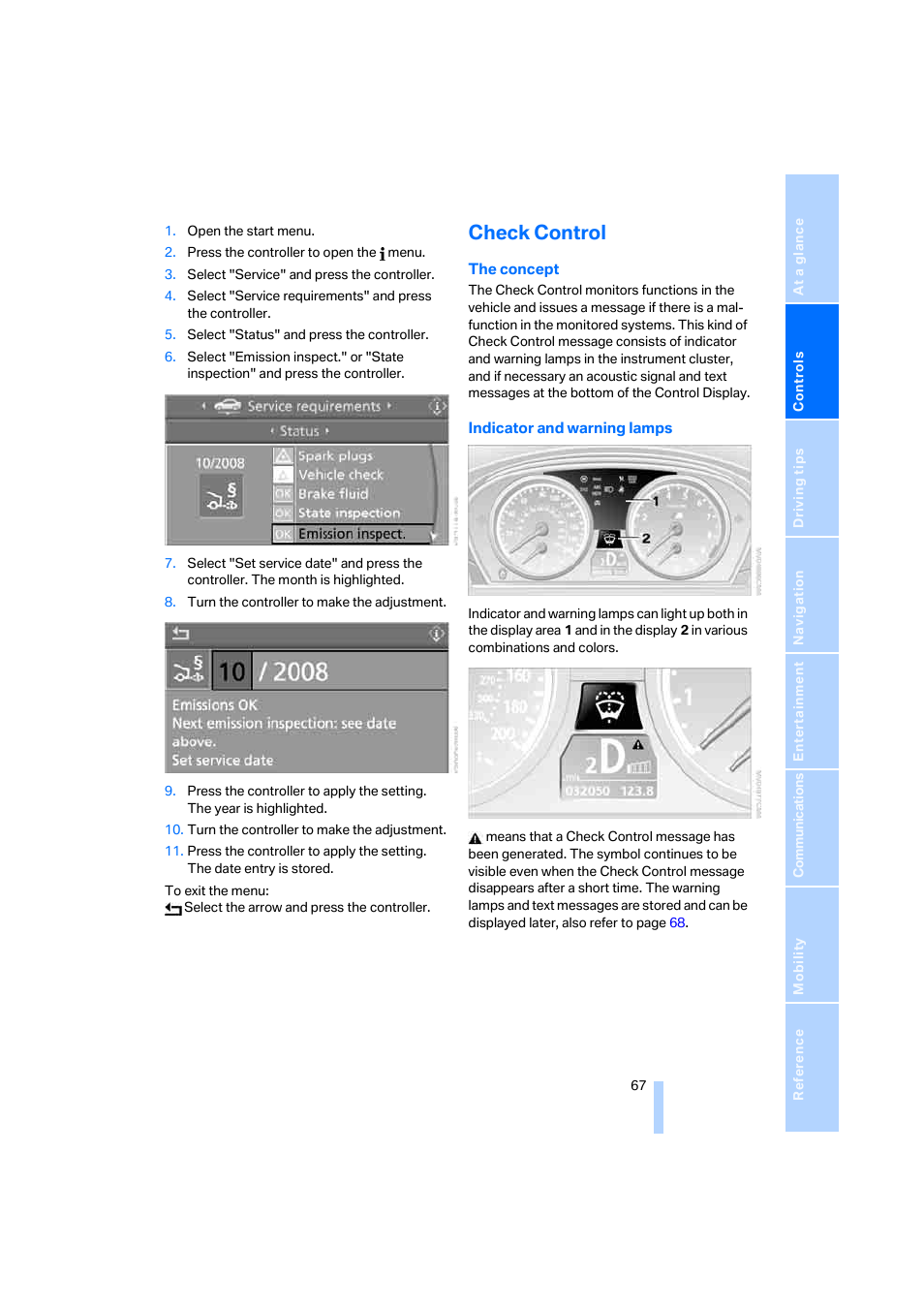 Check control, Check con- trol, r | BMW M5 Sedan 2006 User Manual | Page 69 / 231