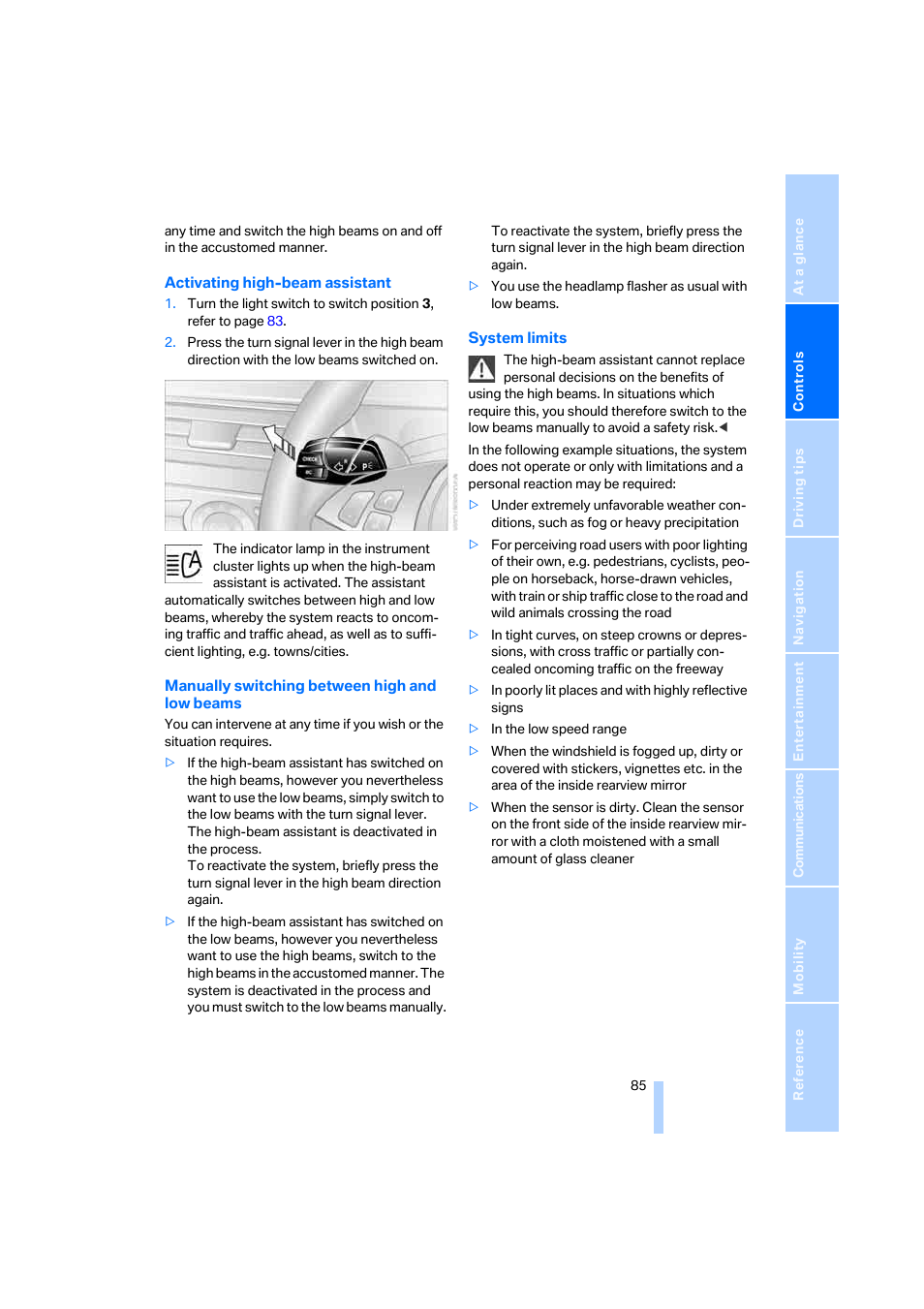 BMW M5 Sedan 2006 User Manual | Page 87 / 231