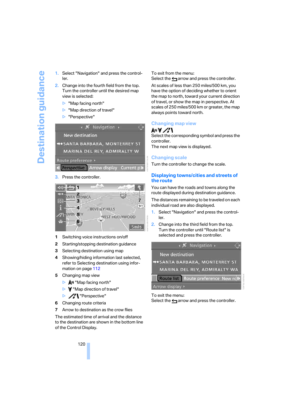 Destination guidance | BMW M6 Coupe 2006 User Manual | Page 122 / 227