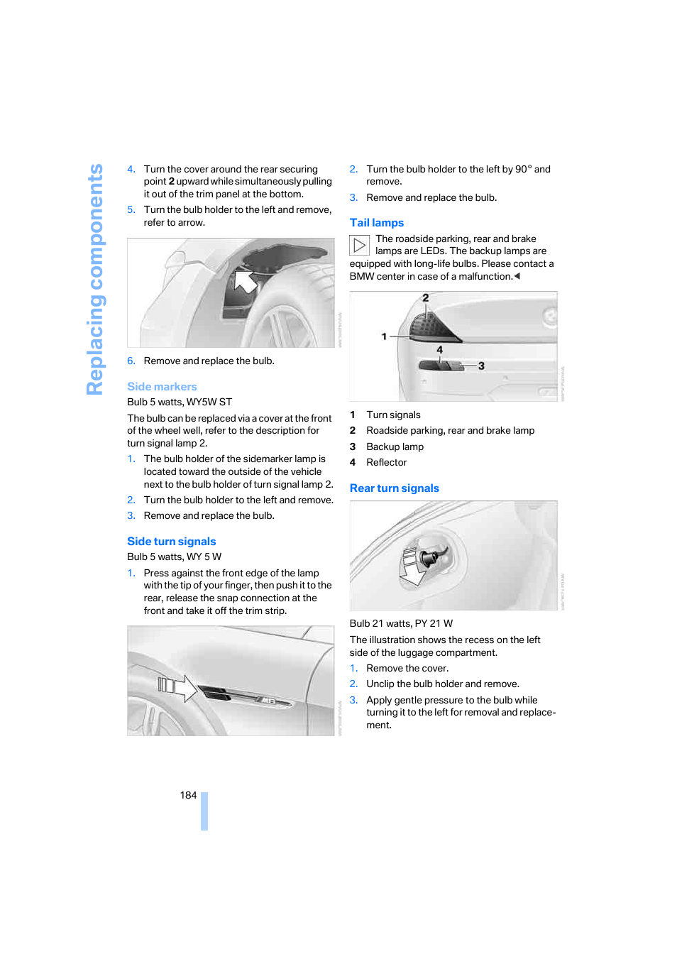 Replacing components | BMW M6 Coupe 2006 User Manual | Page 186 / 227