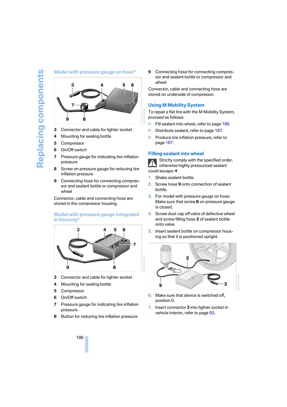 Replacing components | BMW M6 Coupe 2006 User Manual | Page 188 / 227