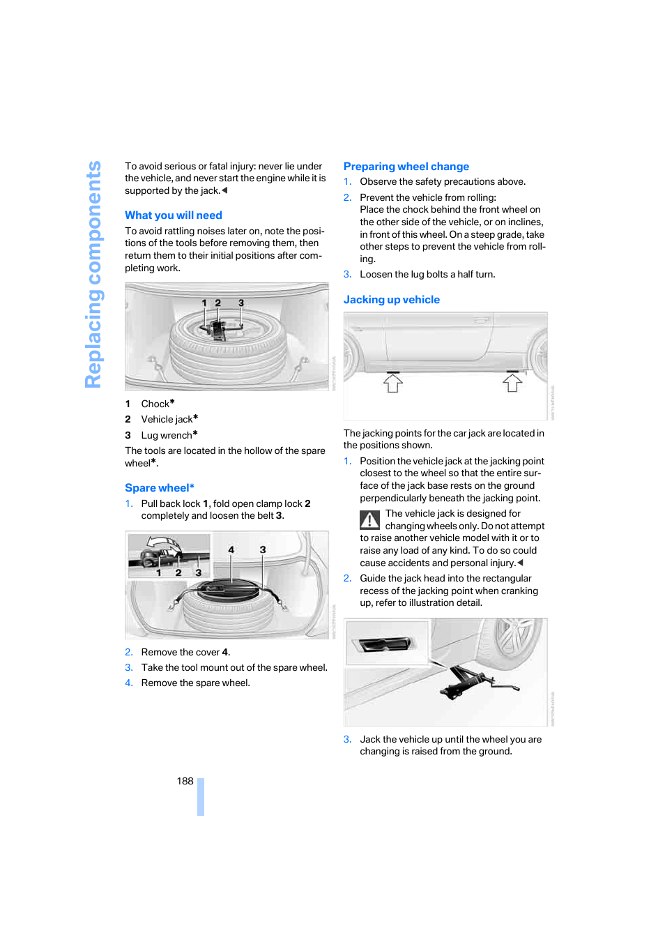 Replacing components | BMW M6 Coupe 2006 User Manual | Page 190 / 227