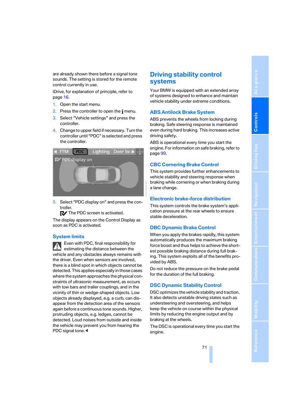 Driving stability control systems | BMW M6 Coupe 2006 User Manual | Page 73 / 227