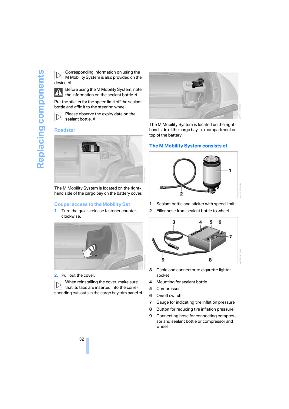 Replacing components | BMW Z4 M Coupe 2006 User Manual | Page 34 / 48