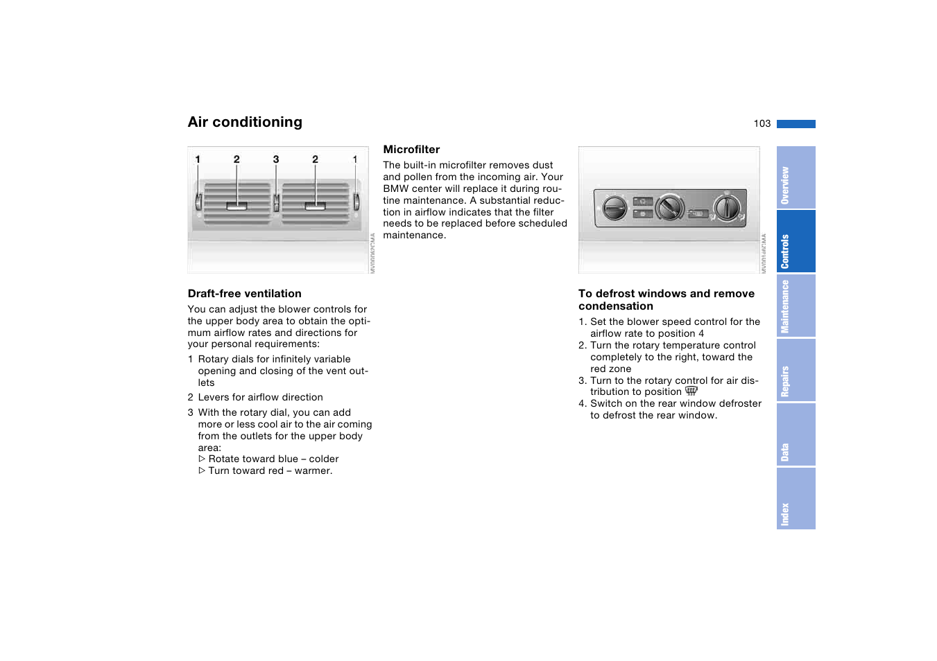 Air conditioning | BMW 325Ci Coupe 2005 User Manual | Page 103 / 190