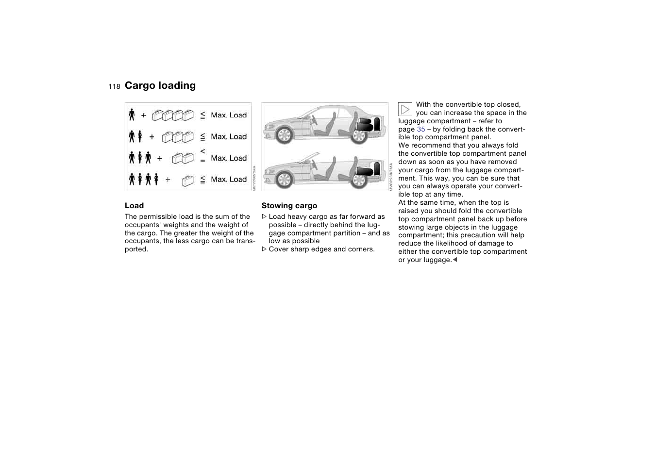 Cargo loading | BMW 325Ci Coupe 2005 User Manual | Page 118 / 190