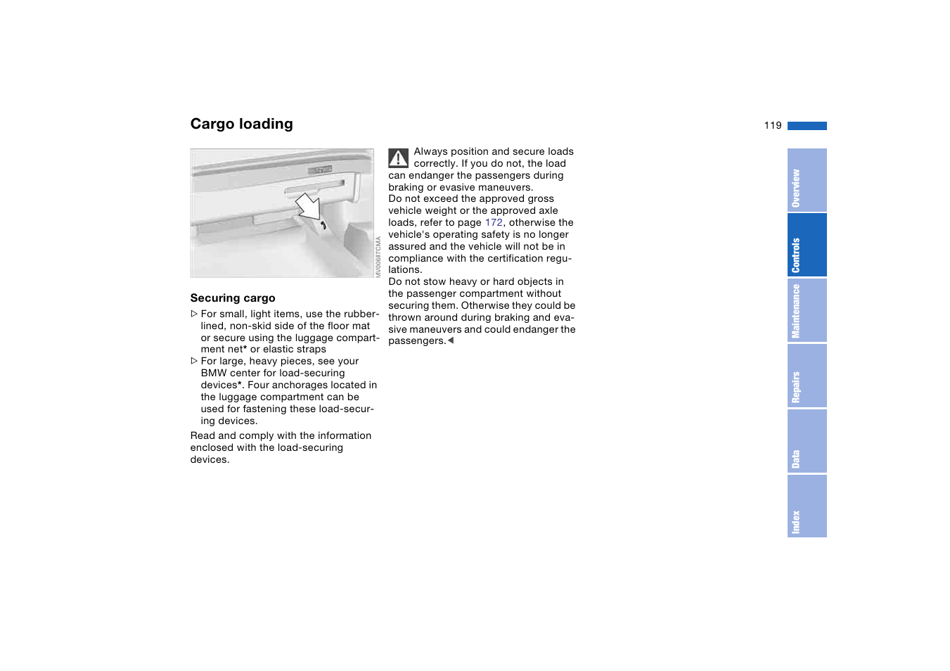 Cargo loading | BMW 325Ci Coupe 2005 User Manual | Page 119 / 190