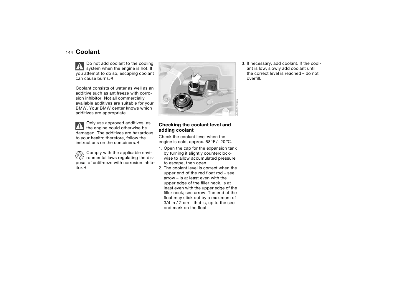 Coolant | BMW 325Ci Coupe 2005 User Manual | Page 144 / 190