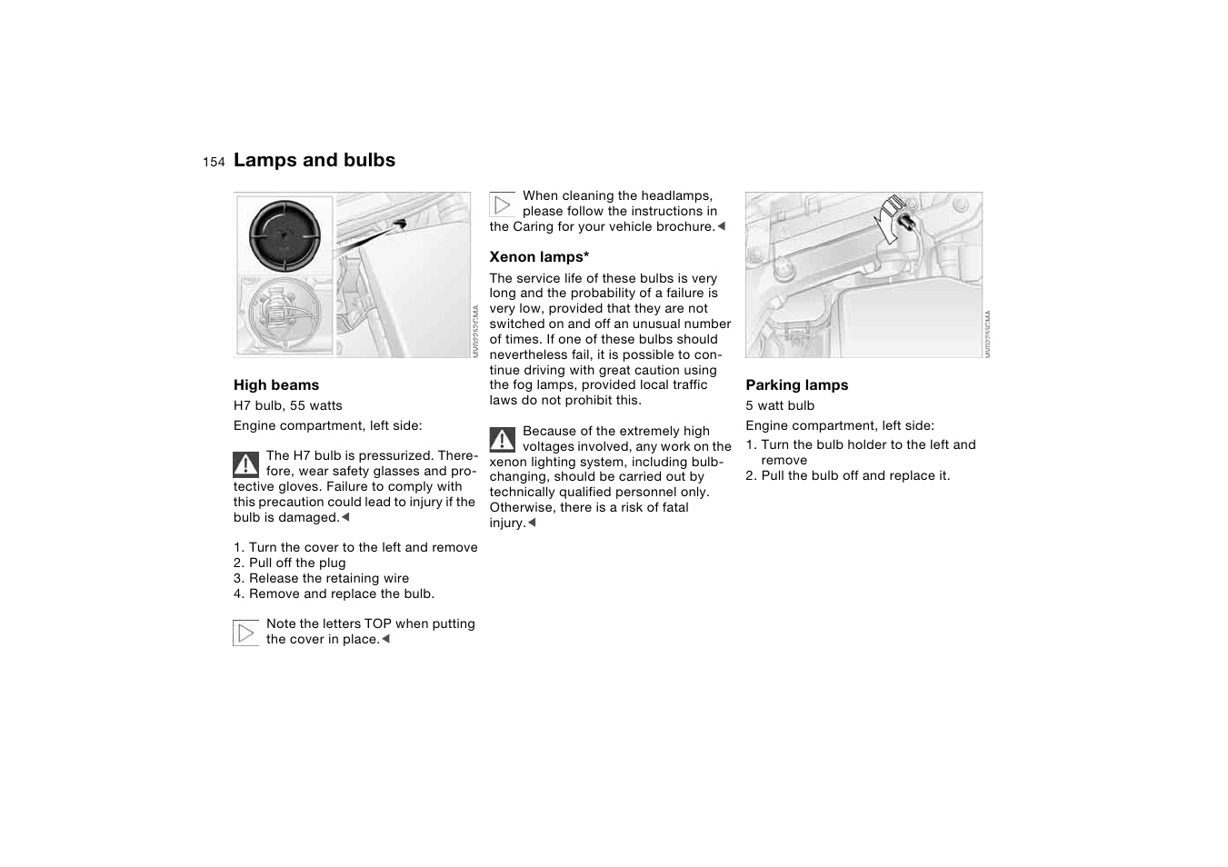 Lamps and bulbs | BMW 325Ci Coupe 2005 User Manual | Page 154 / 190